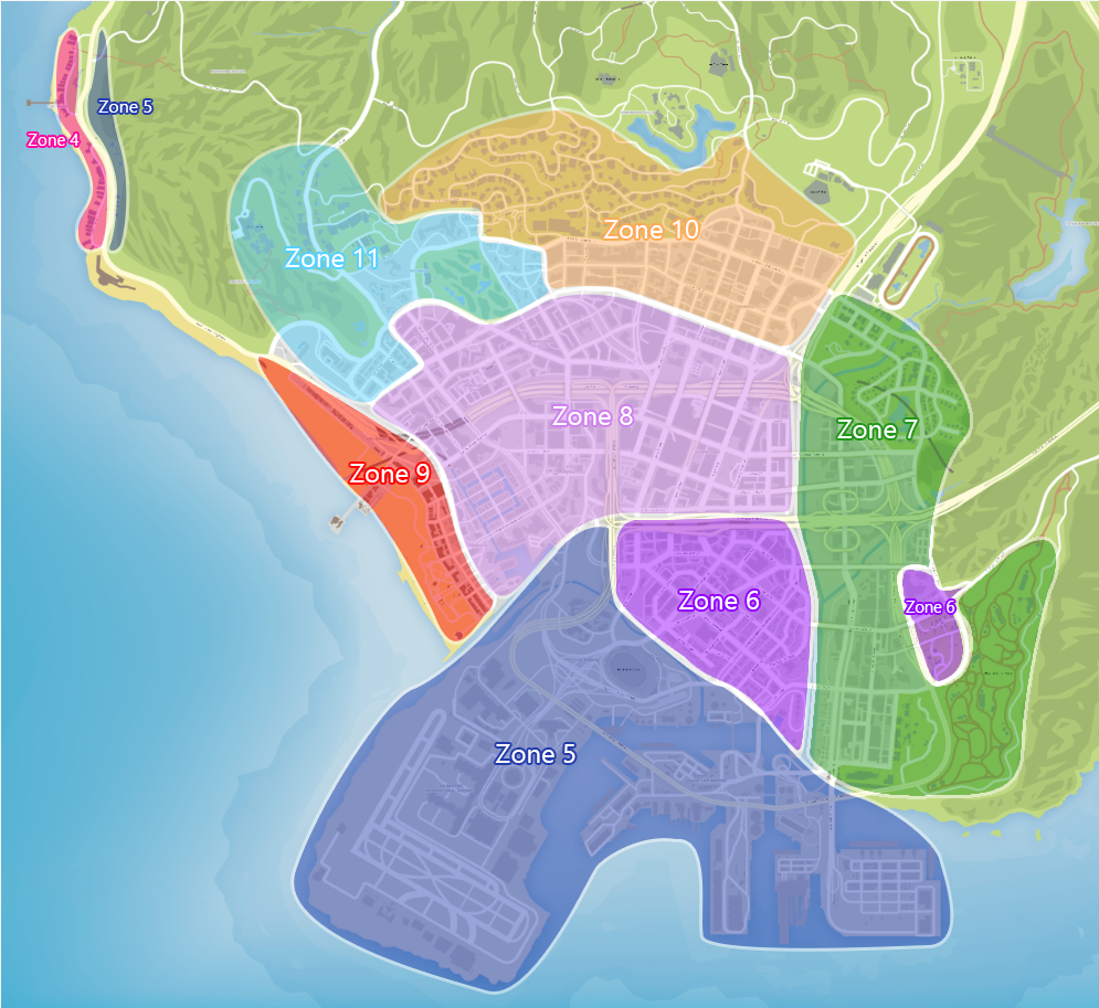 Central & Southern Districts zone map